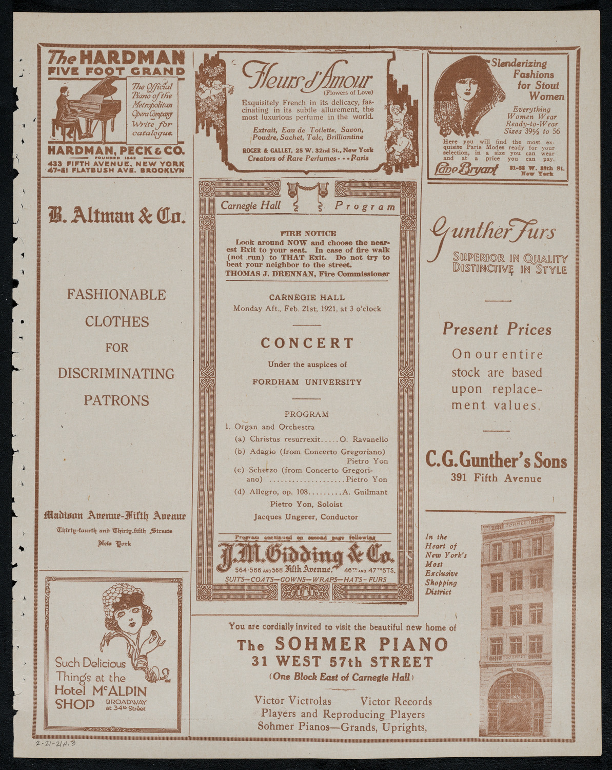 Benefit: Fordham University, February 21, 1921, program page 5