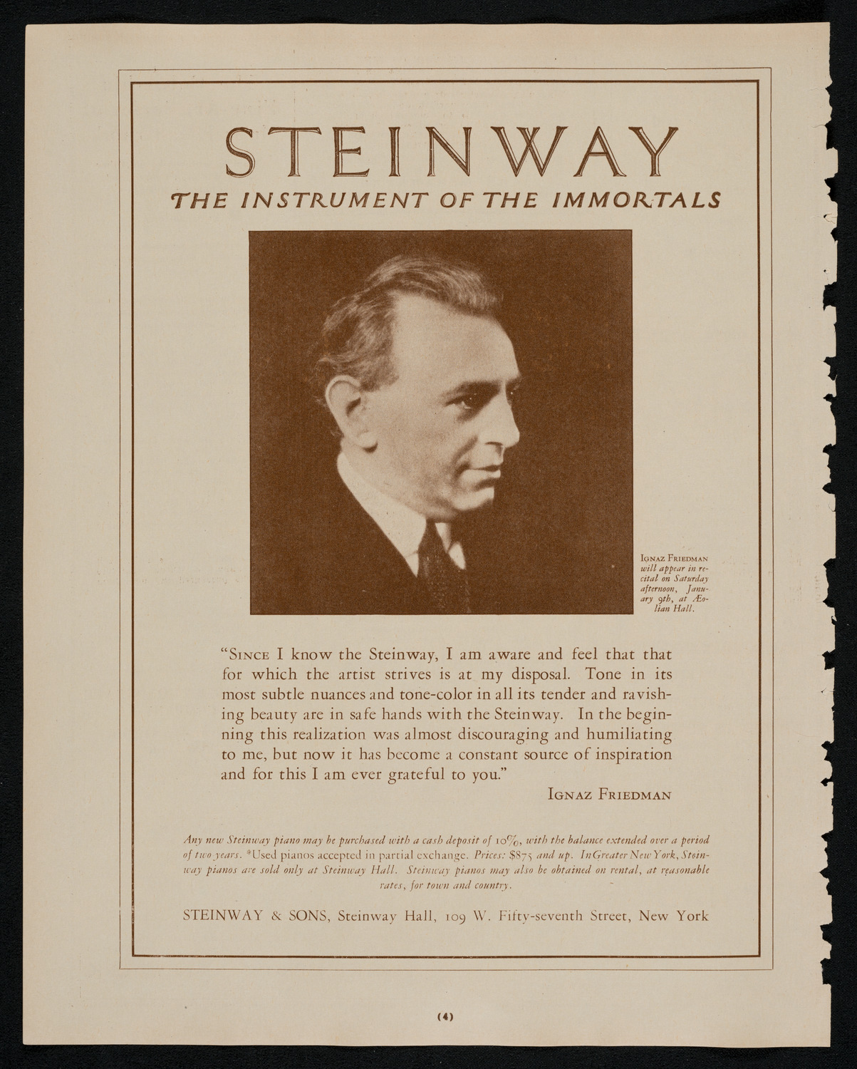 New York Philharmonic, December 19, 1925, program page 4