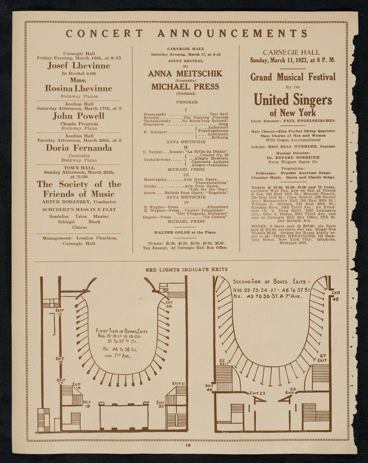 New York Philharmonic, March 8, 1923, program page 10