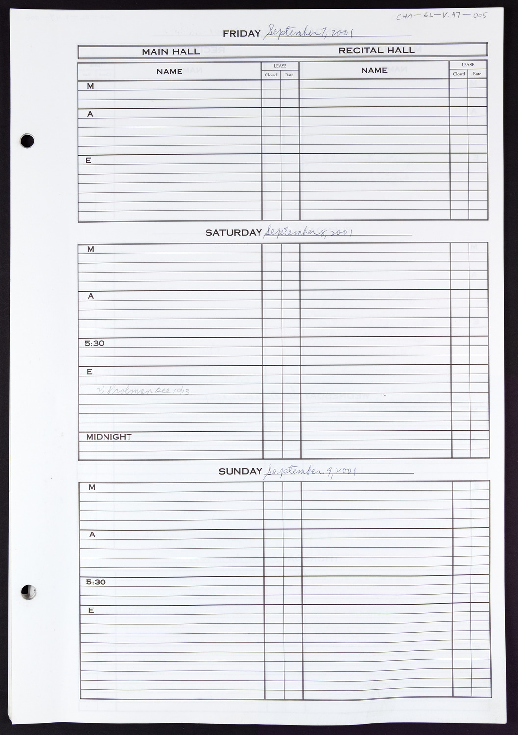 Carnegie Hall Booking Ledger, volume 47, page 5