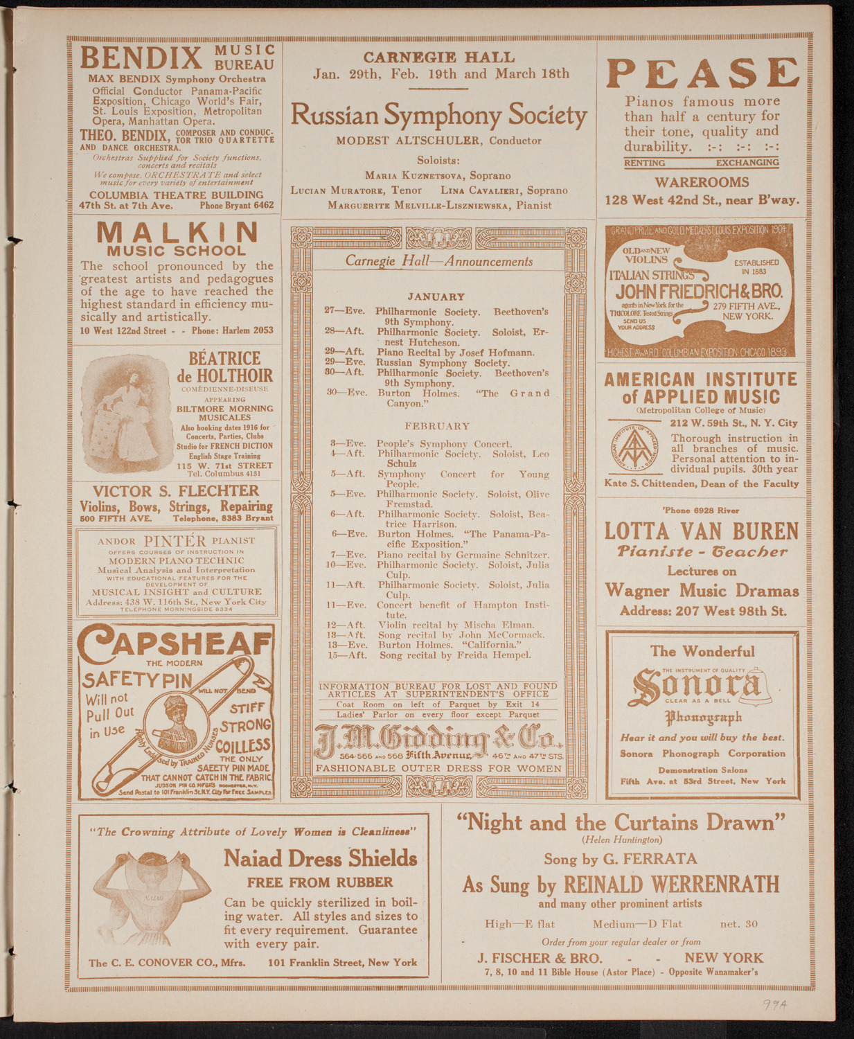 New York Reception to The Marquis and Marchioness of Aberdeen, January 26, 1916, program page 3