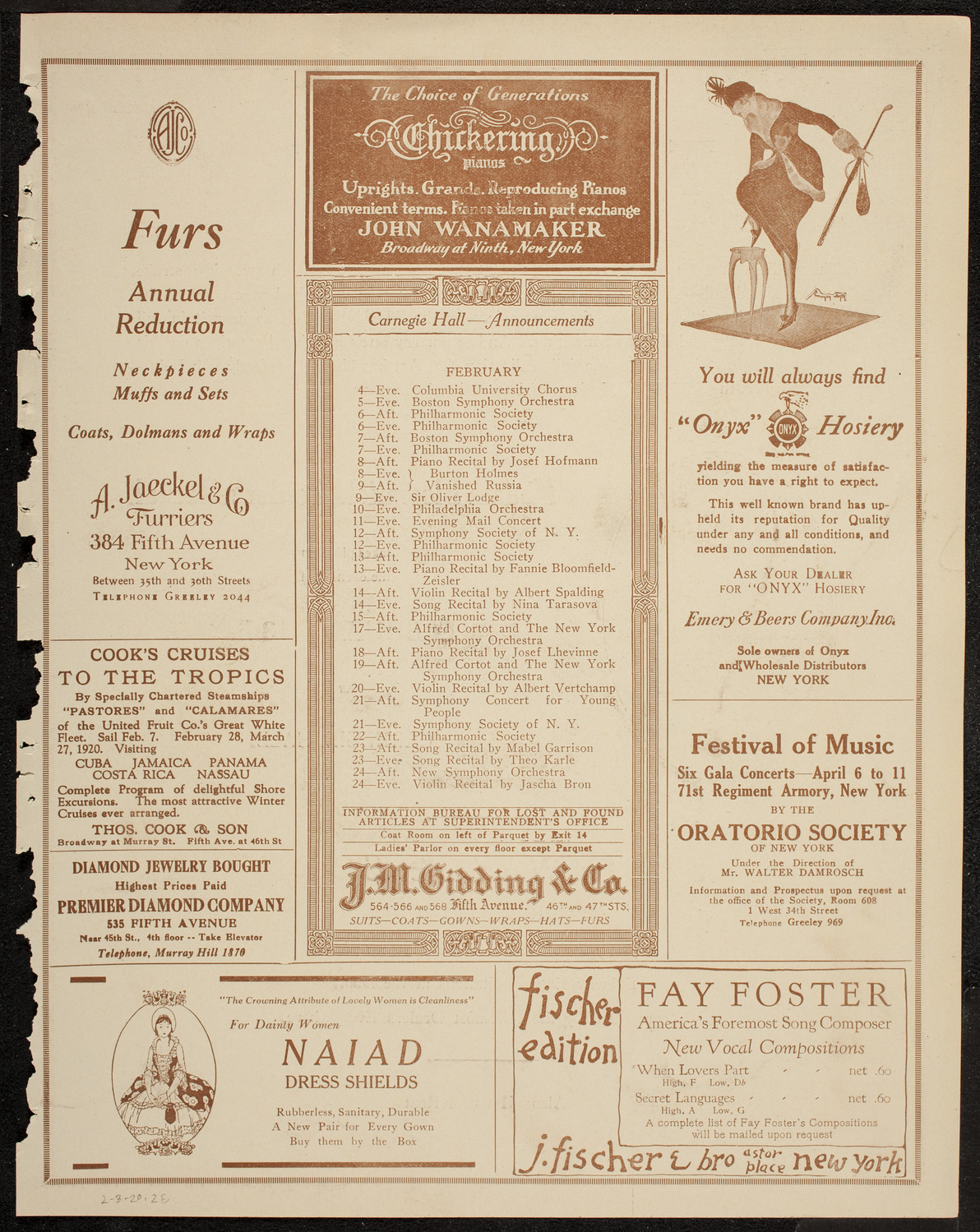 Frieda Hempel, Soprano, February 3, 1920, program page 3