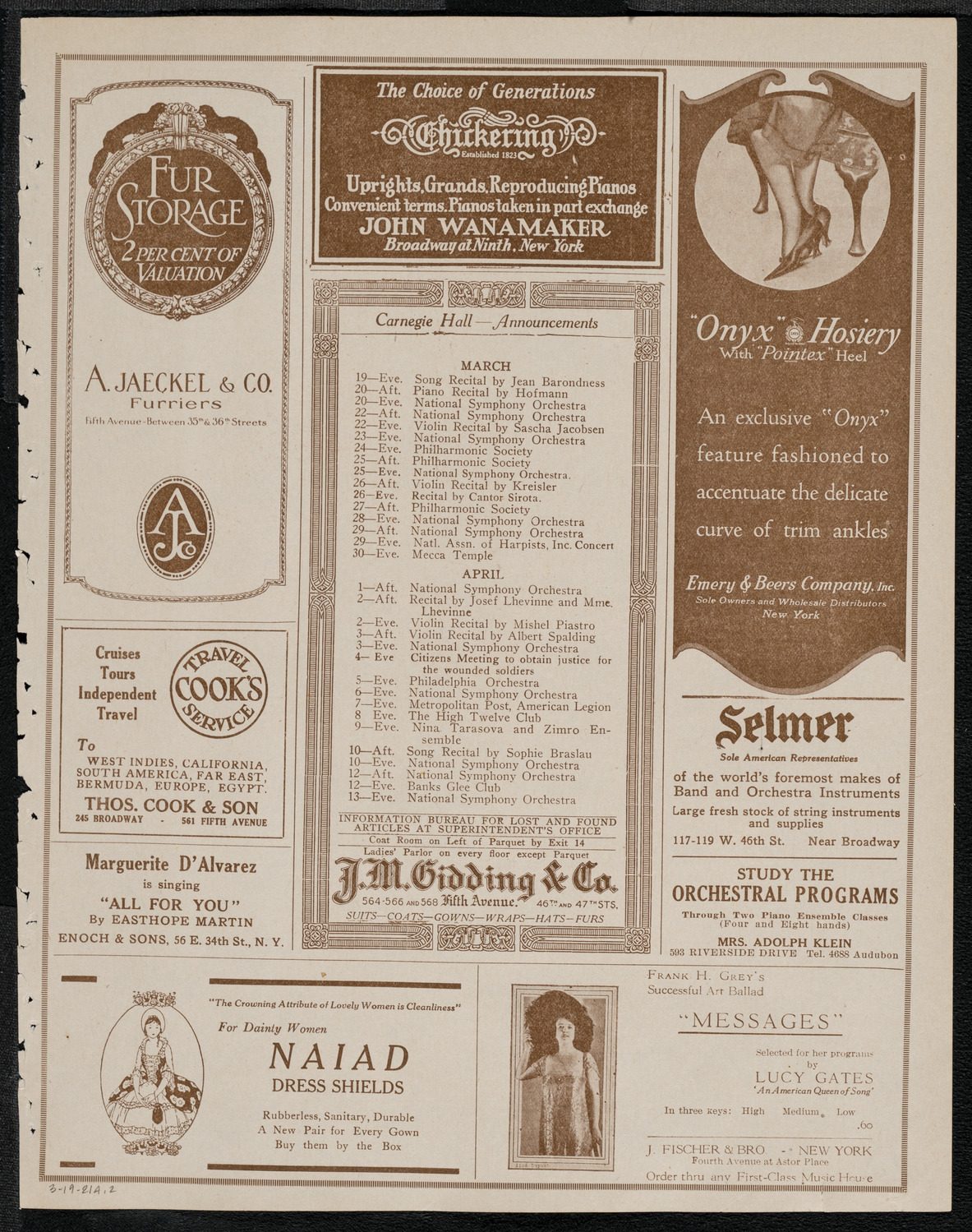 Boston Symphony Orchestra, March 19, 1921, program page 3