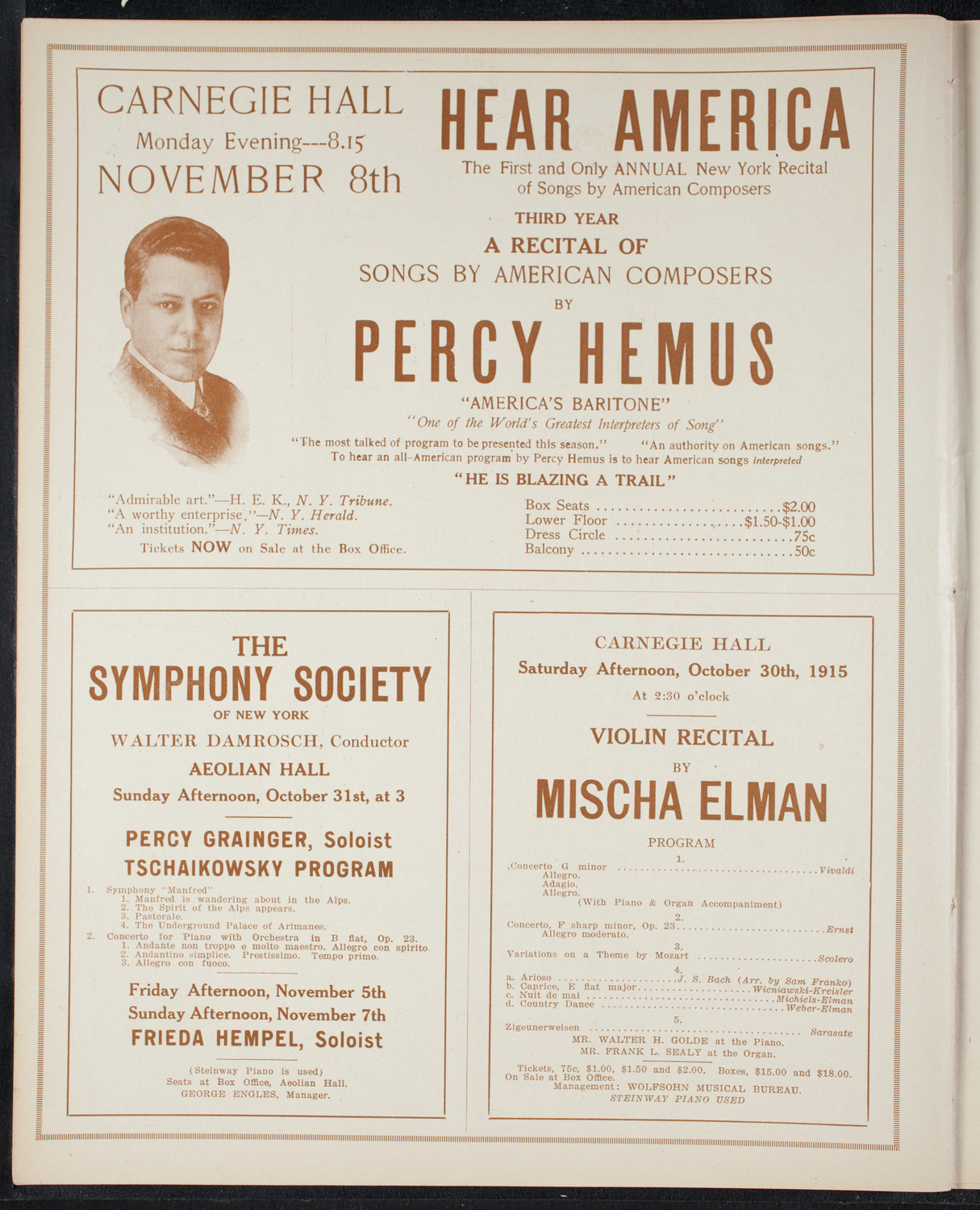 New York Philharmonic, October 29, 1915, program page 8