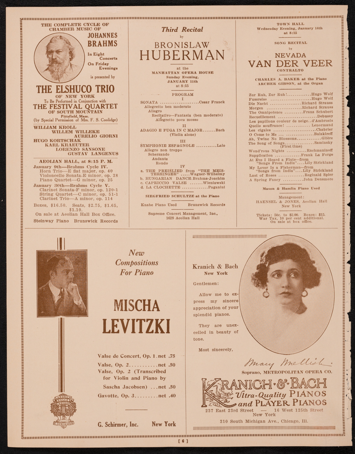 New York Philharmonic, January 8, 1925, program page 6
