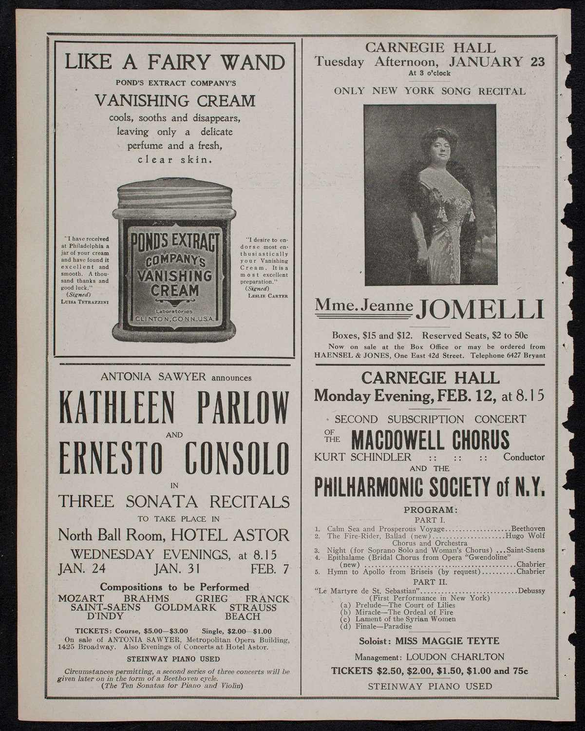 Leo Slezak, Tenor, January 16, 1912, program page 8