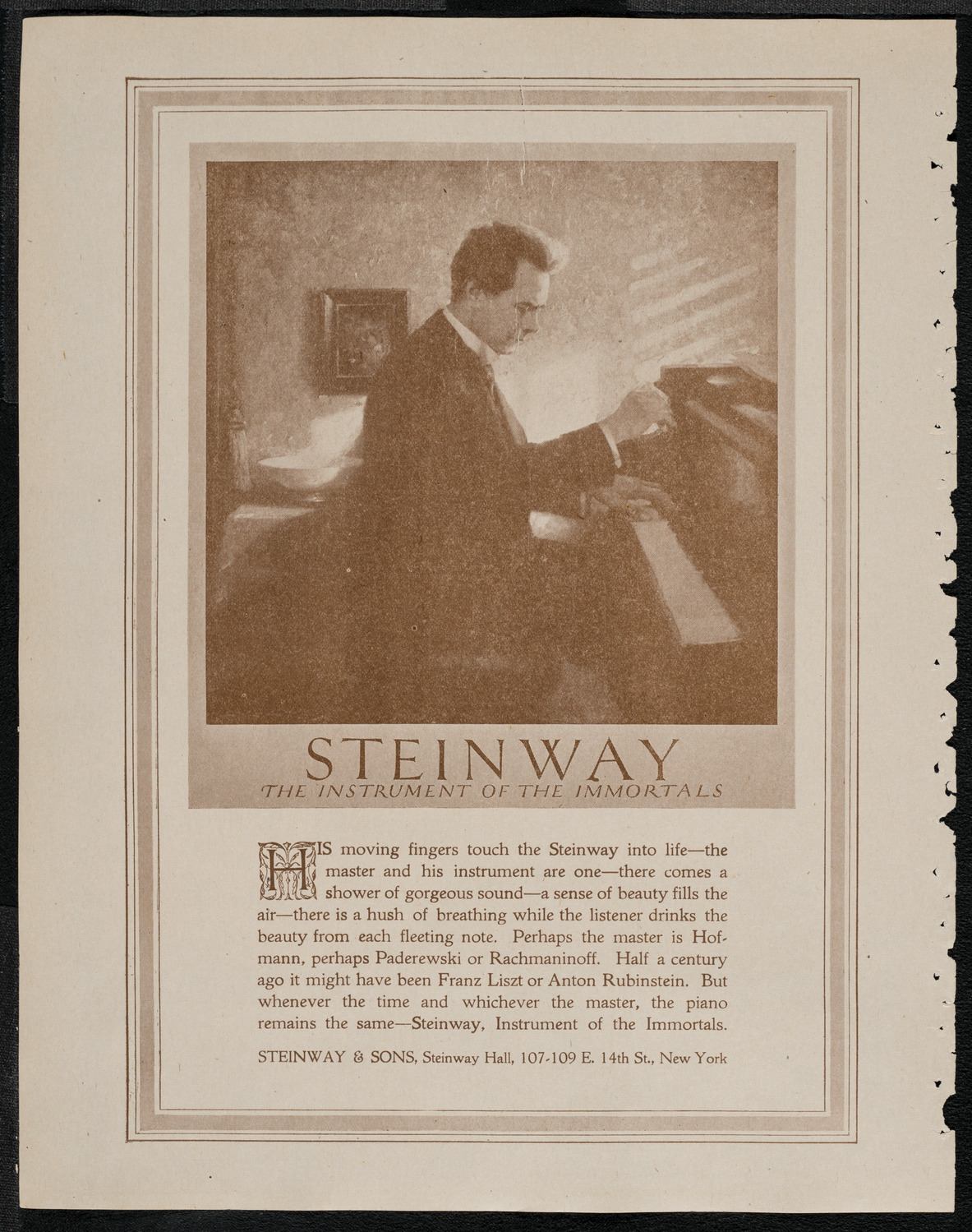 Josef Hofmann, Piano, March 20, 1921, program page 4