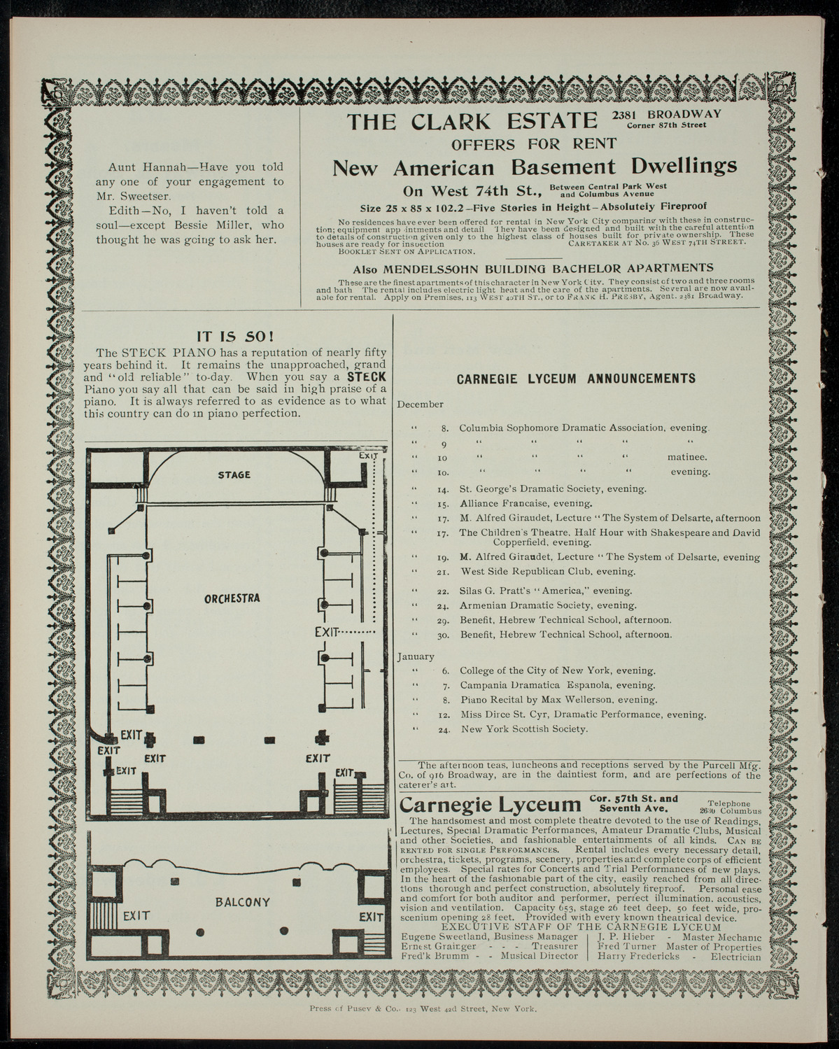 Academy Stock Company of the American Academy of the Dramatic Arts/Empire Theatre Dramatic School, December 7, 1904, program page 4