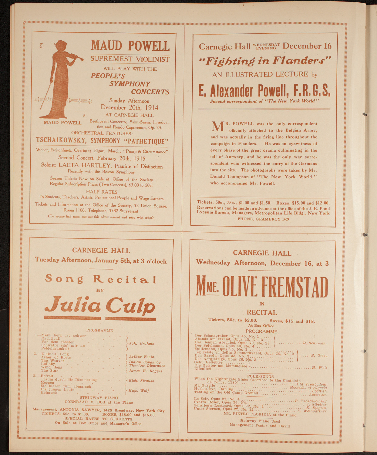 New York Philharmonic, December 10, 1914, program page 10
