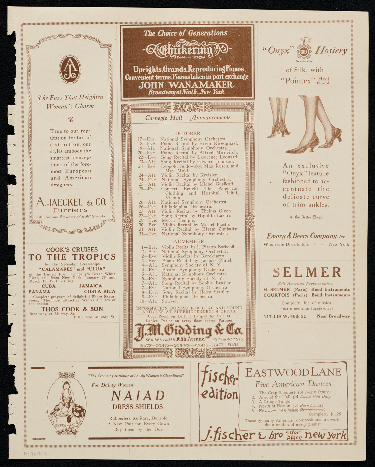 Josef Lhévinne, Piano, October 17, 1920, program page 3