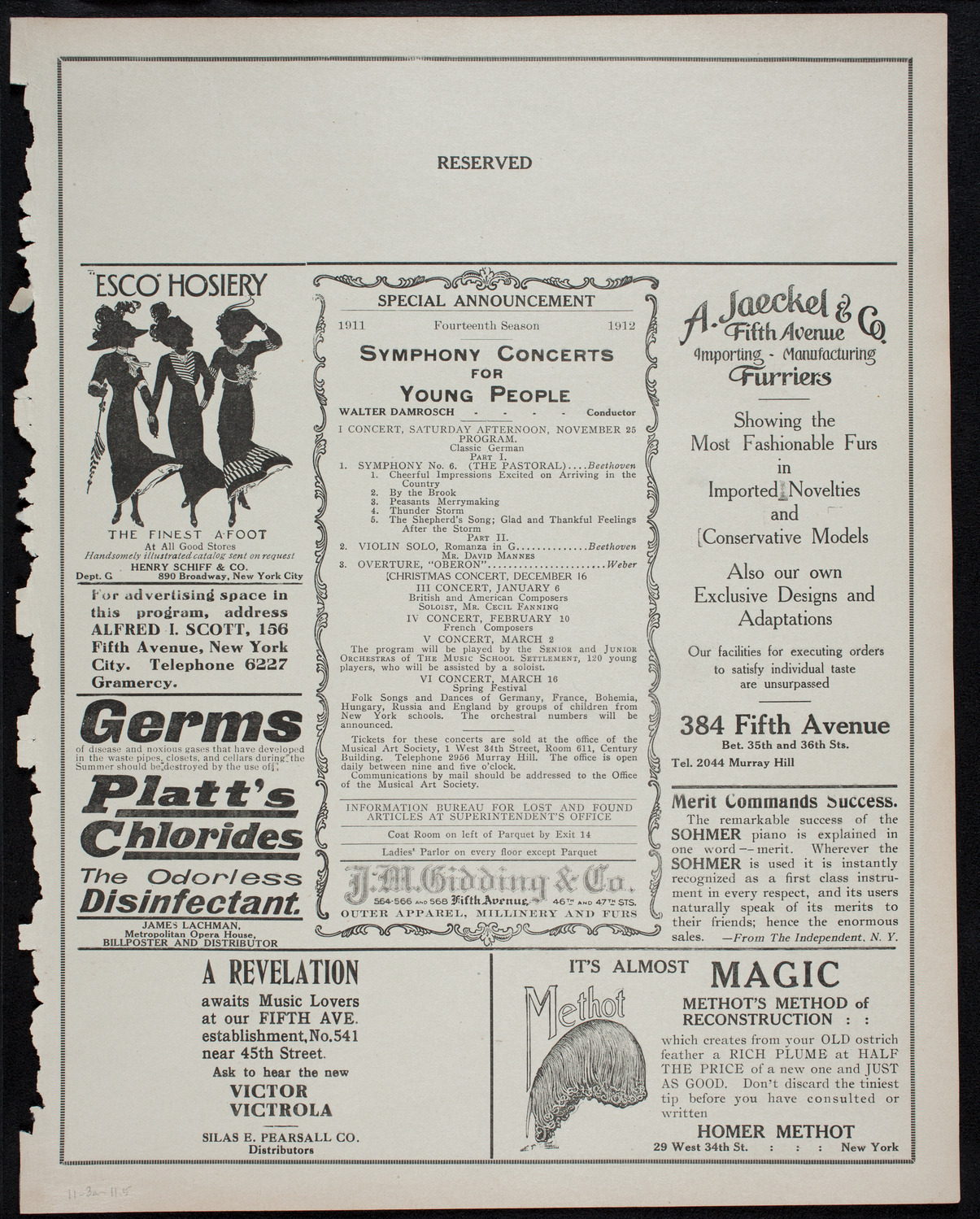 New York Philharmonic, November 3, 1911, program page 9