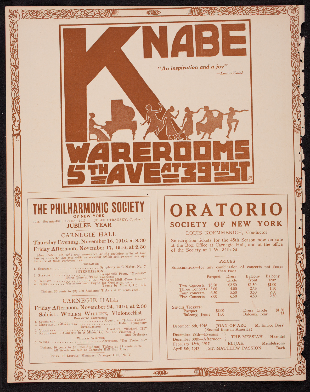 New York Philharmonic, November 12, 1916, program page 12