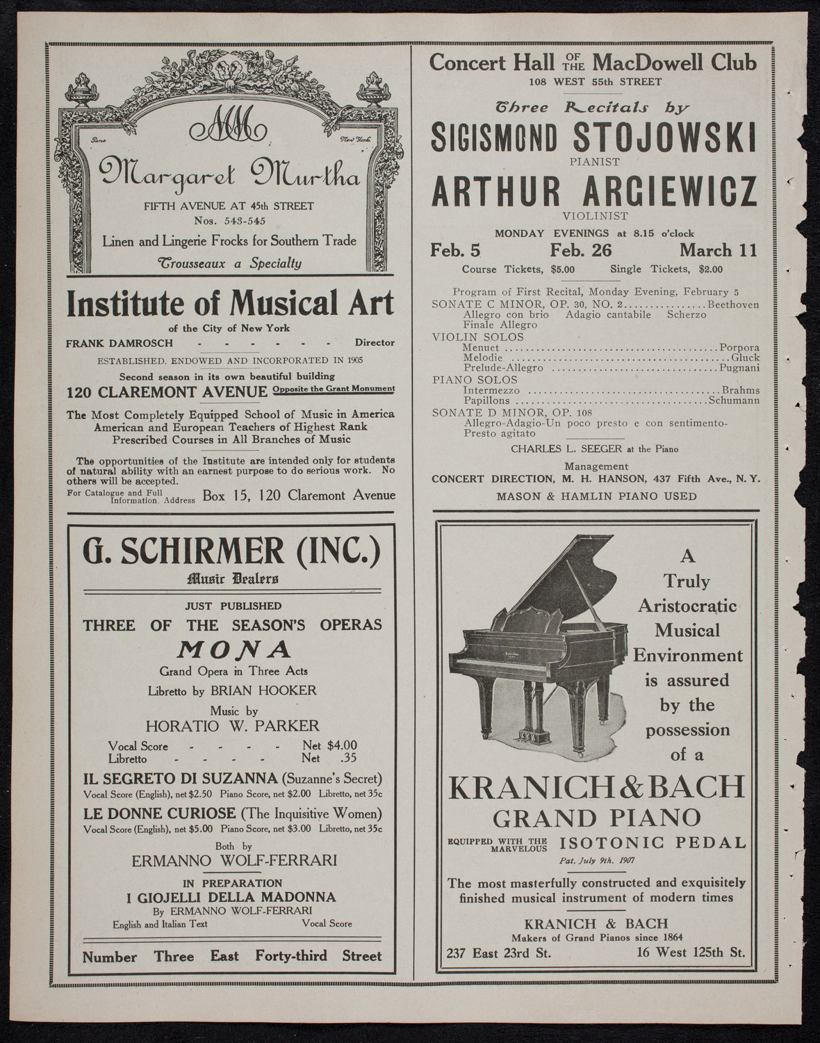 New York Philharmonic, January 25, 1912, program page 6