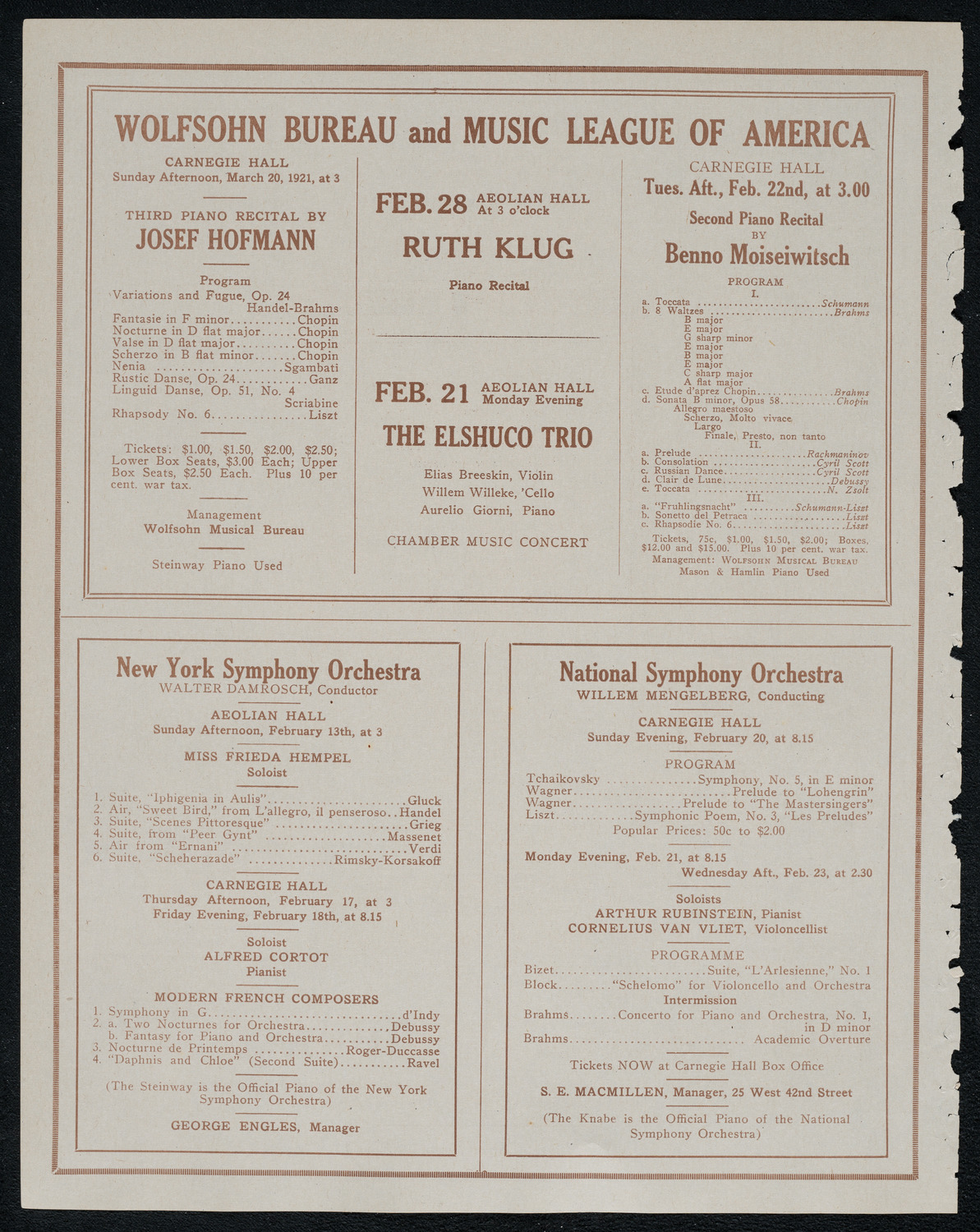New York Philharmonic, February 13, 1921, program page 8