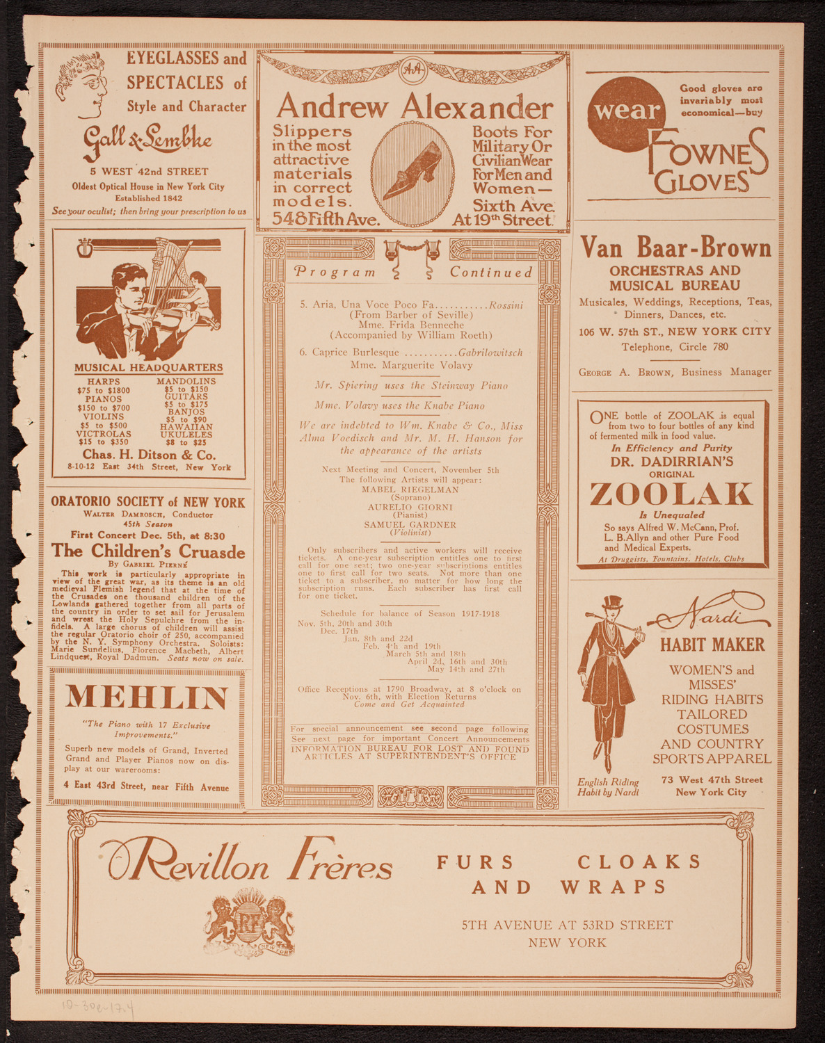 Meeting: The Humanitarian Cult, October 30, 1917, program page 7