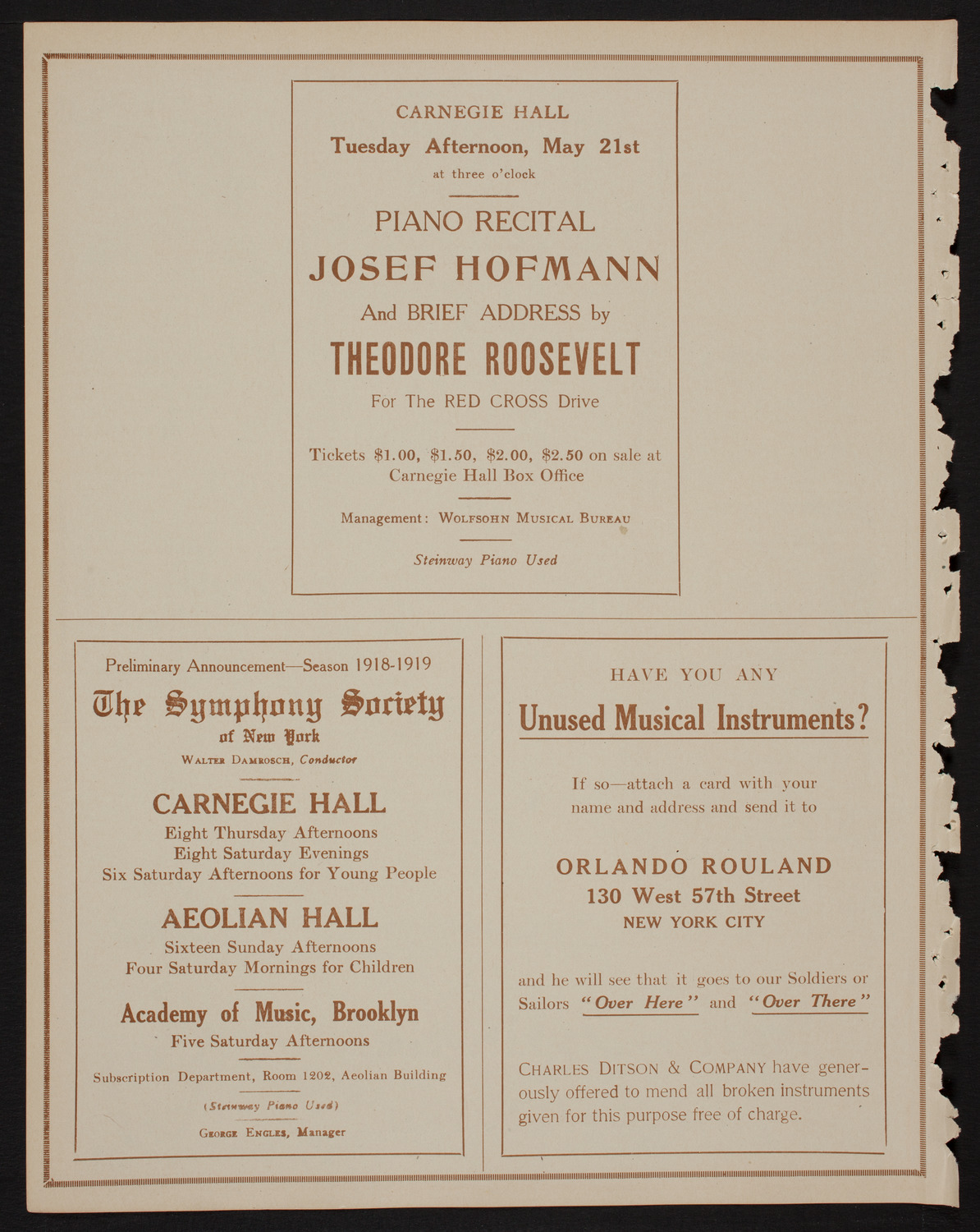 Benefit: Russian Relief Fund, May 19, 1918, program page 8