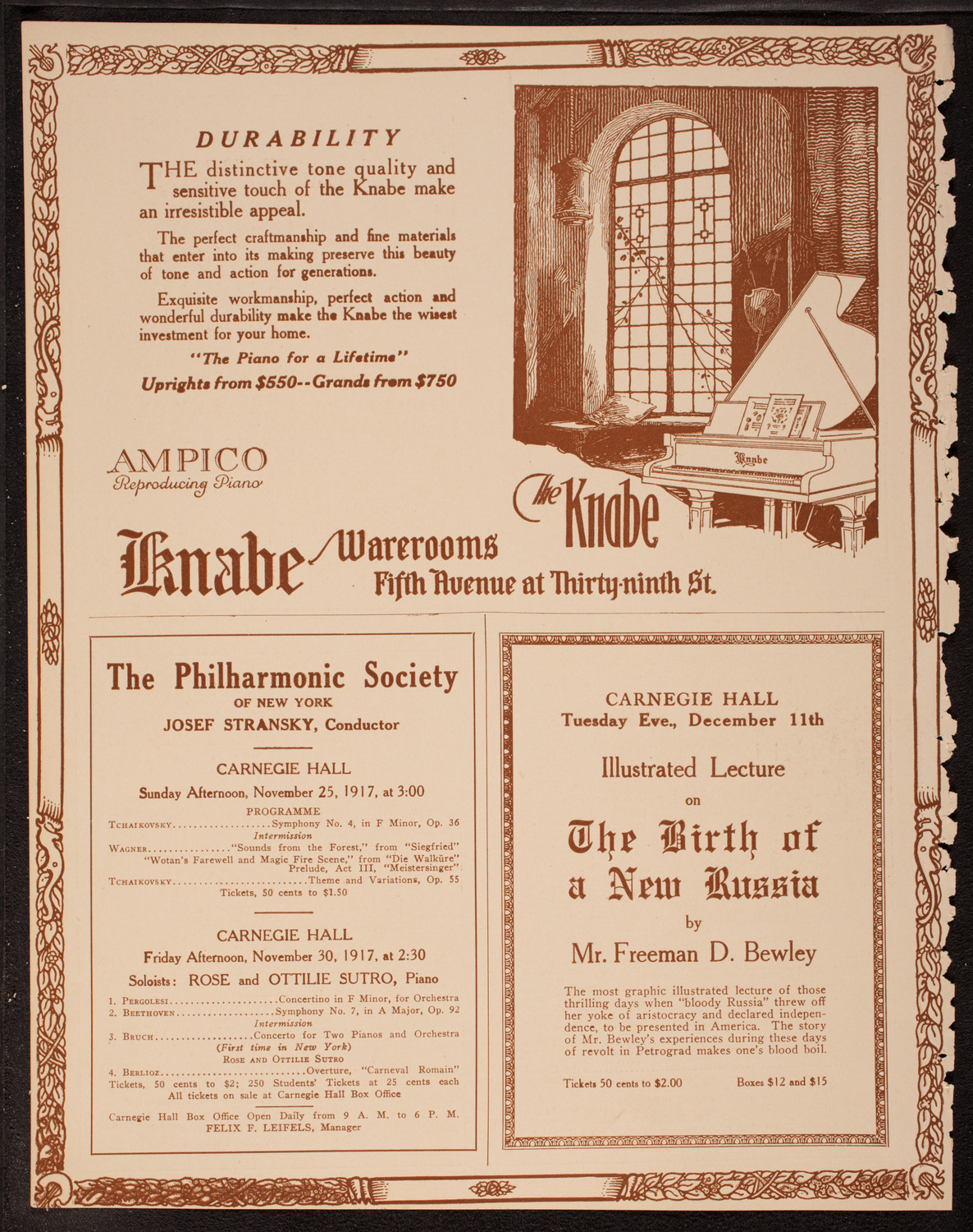 Fritz Kreisler, Violin, November 24, 1917, program page 12