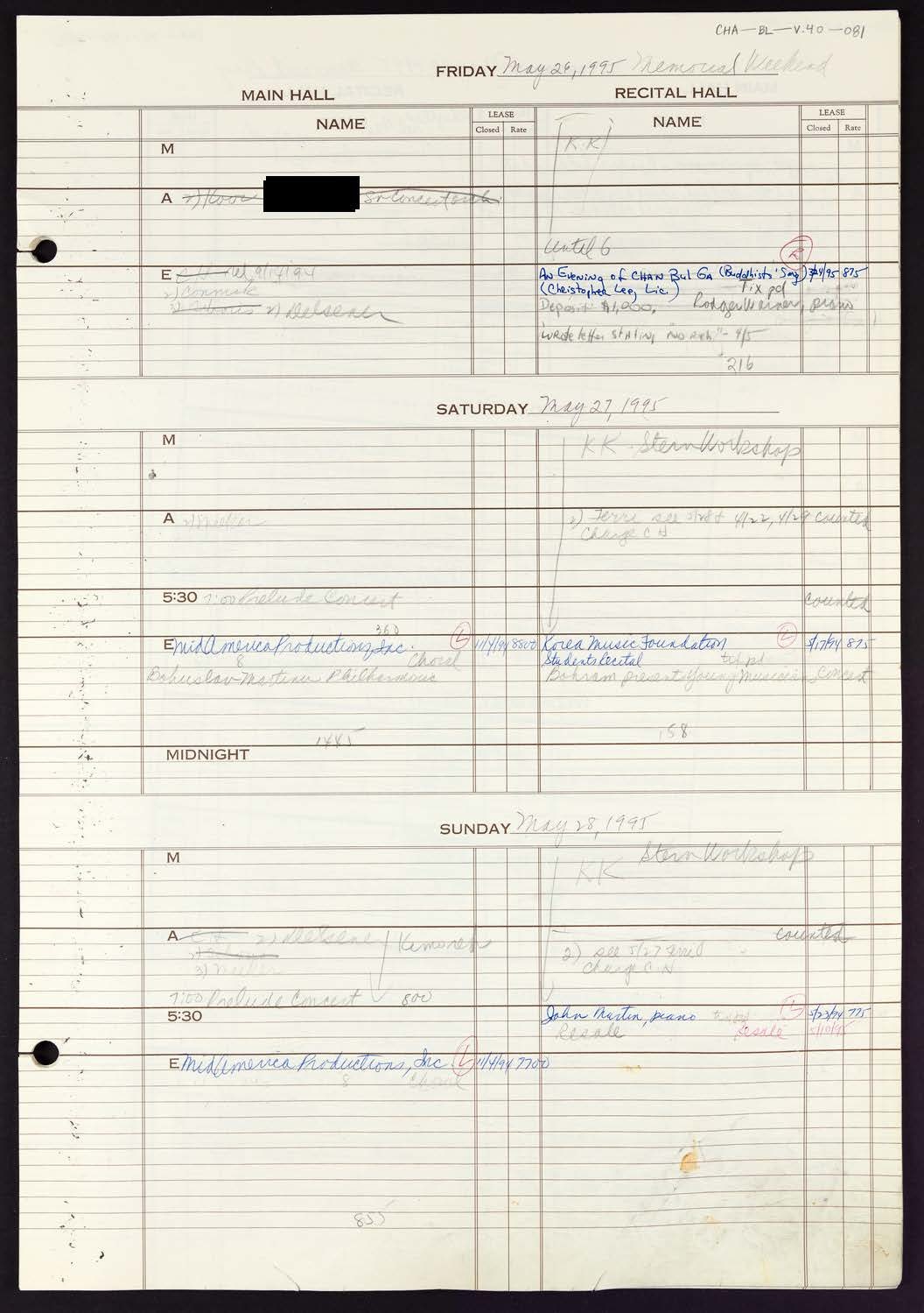 Carnegie Hall Booking Ledger, volume 40, page 81