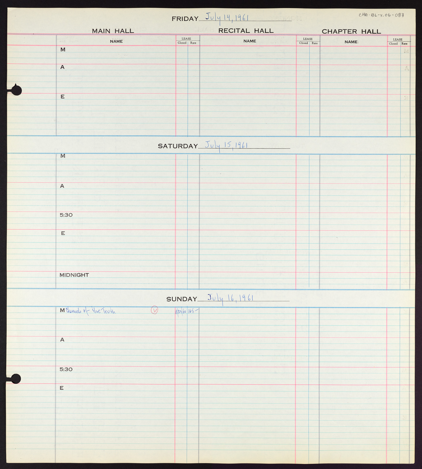 Carnegie Hall Booking Ledger, volume 6, page 83