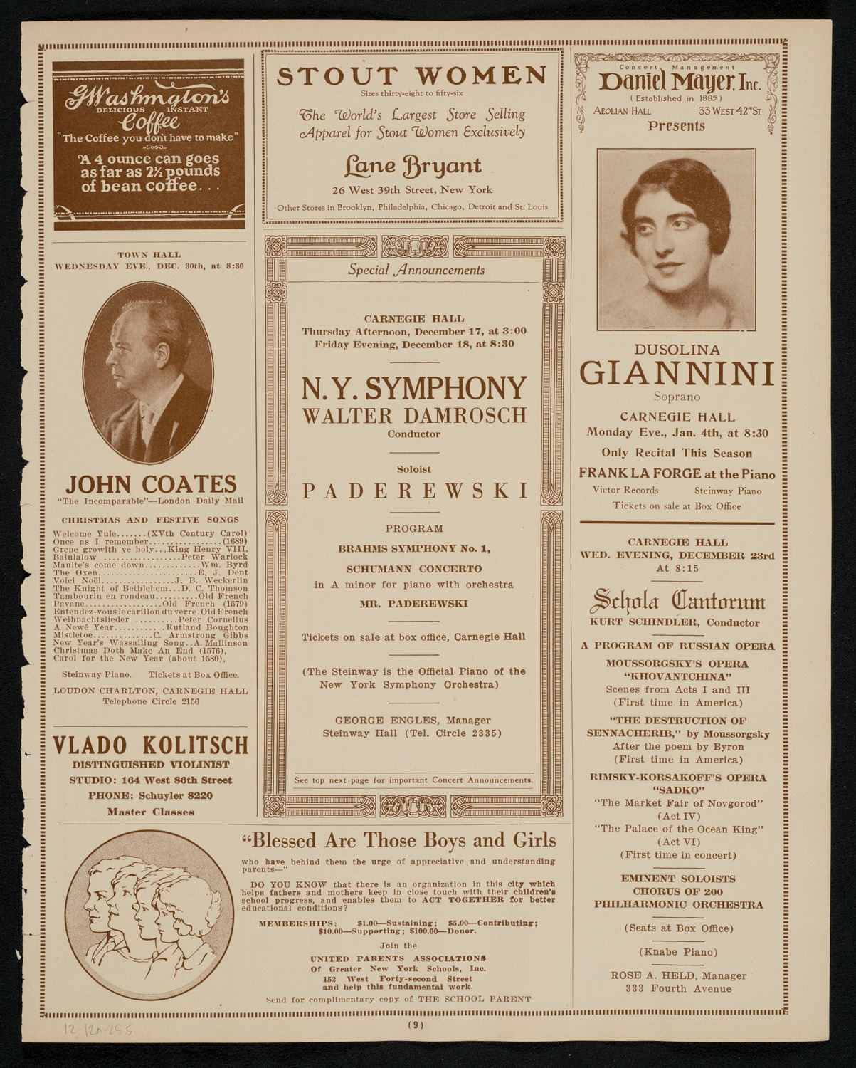 Ignacy Jan Paderewski, Piano, December 12, 1925, program page 9