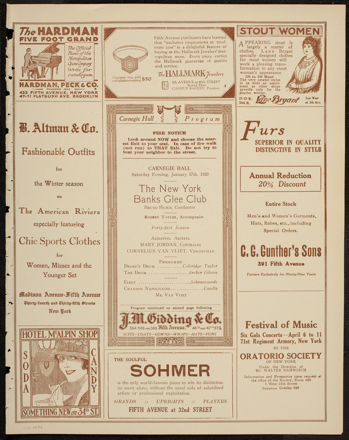 New York Banks Glee Club, January 17, 1920, program page 7
