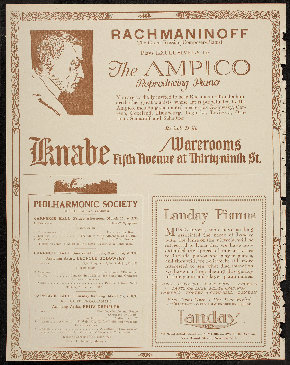 New York Philharmonic, March 11, 1920, program page 12