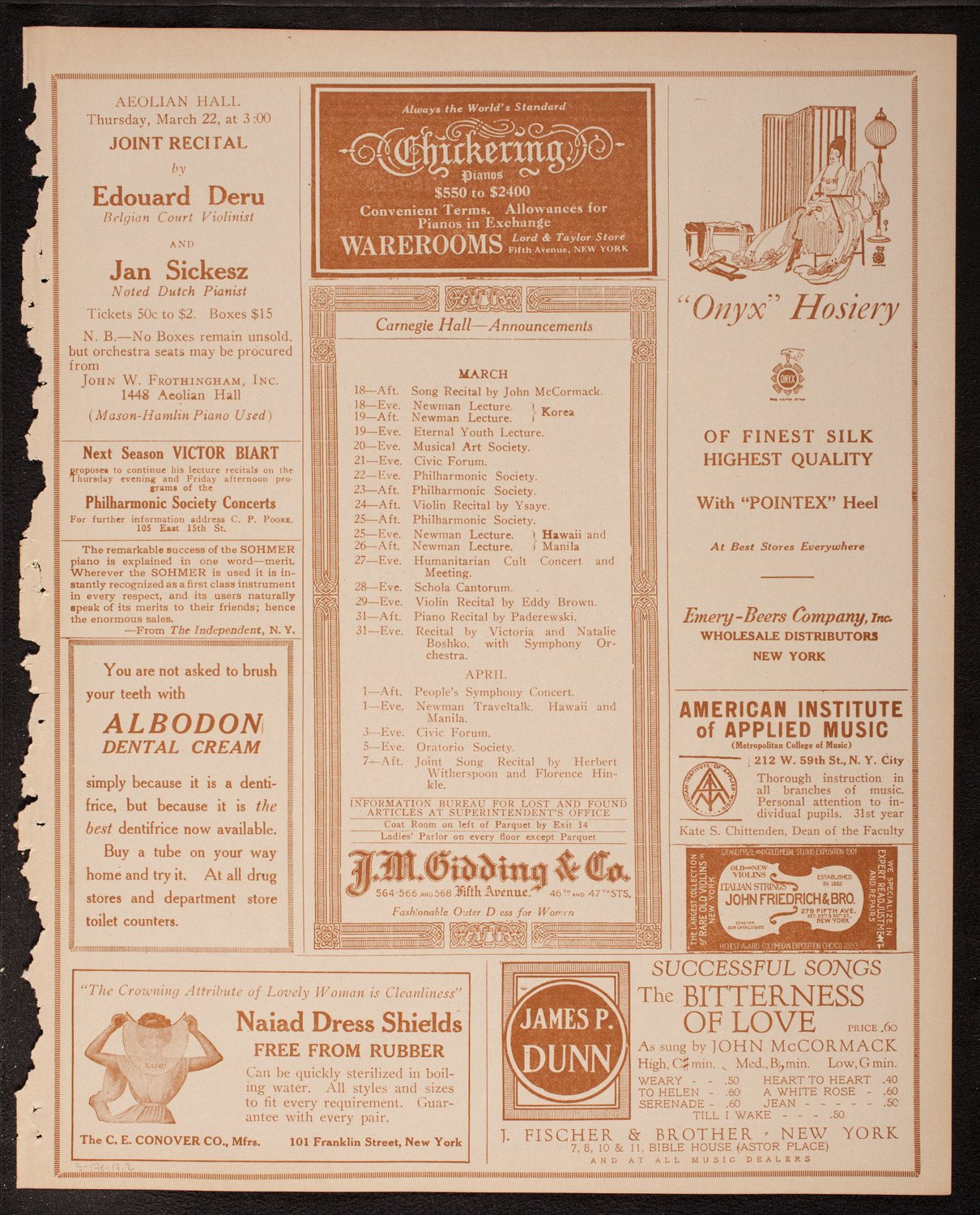 New York Symphony Orchestra, March 17, 1917, program page 3