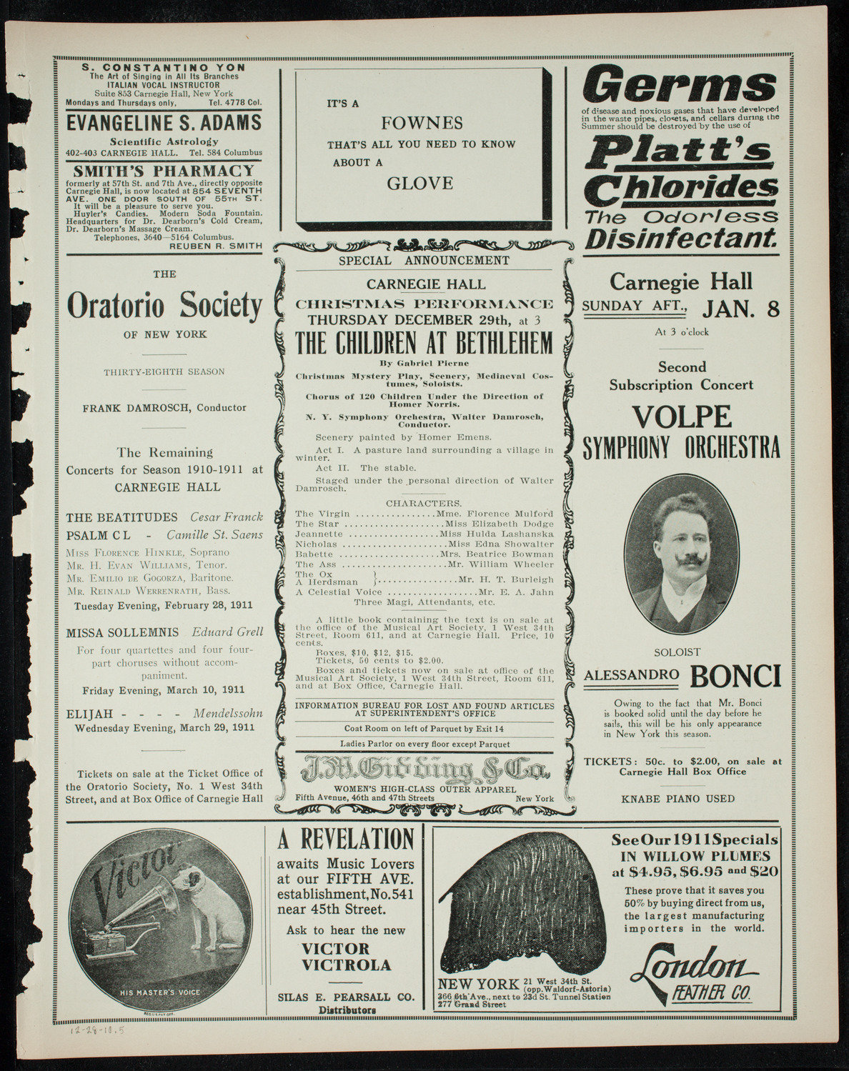 Oratorio Society of New York, December 28, 1910, program page 9