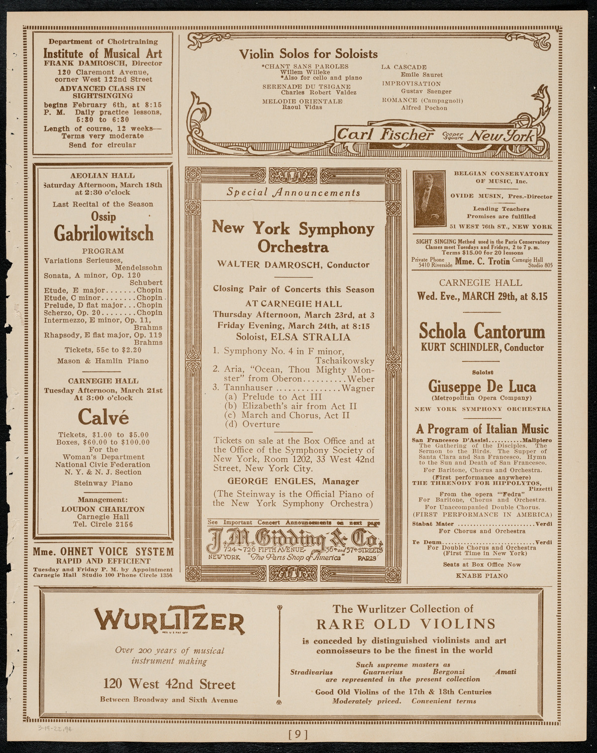Miron Poliakin, Violin, March 19, 1922, program page 9