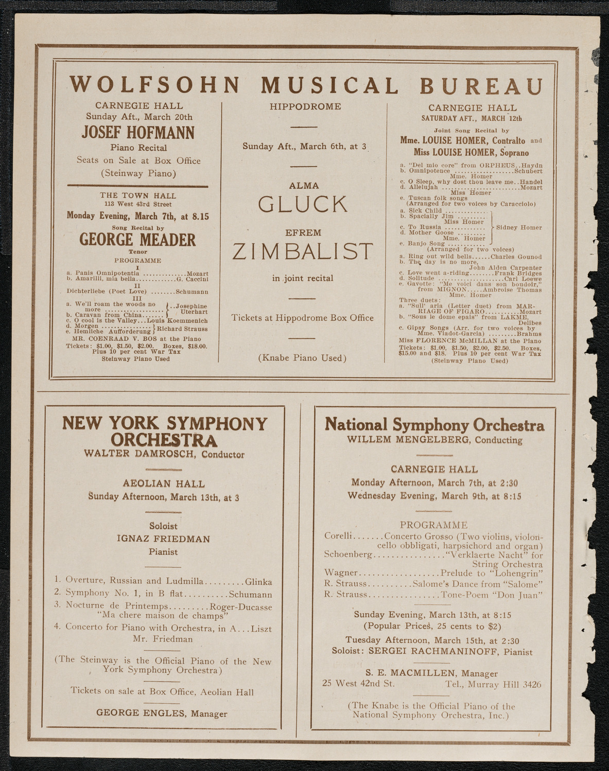 National Symphony Orchestra, March 6, 1921, program page 8