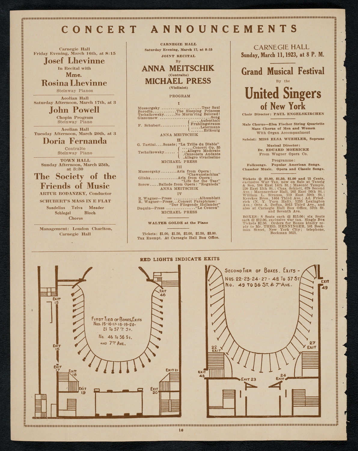 Colin O'More, Tenor, March 6, 1923, program page 10