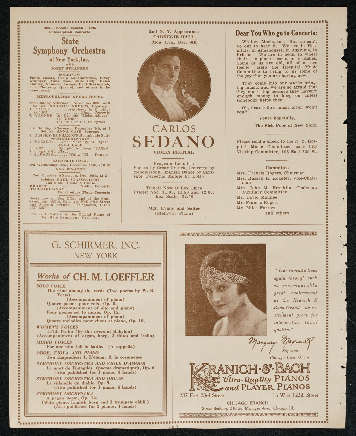 Boston Symphony Orchestra, November 27, 1924, program page 6