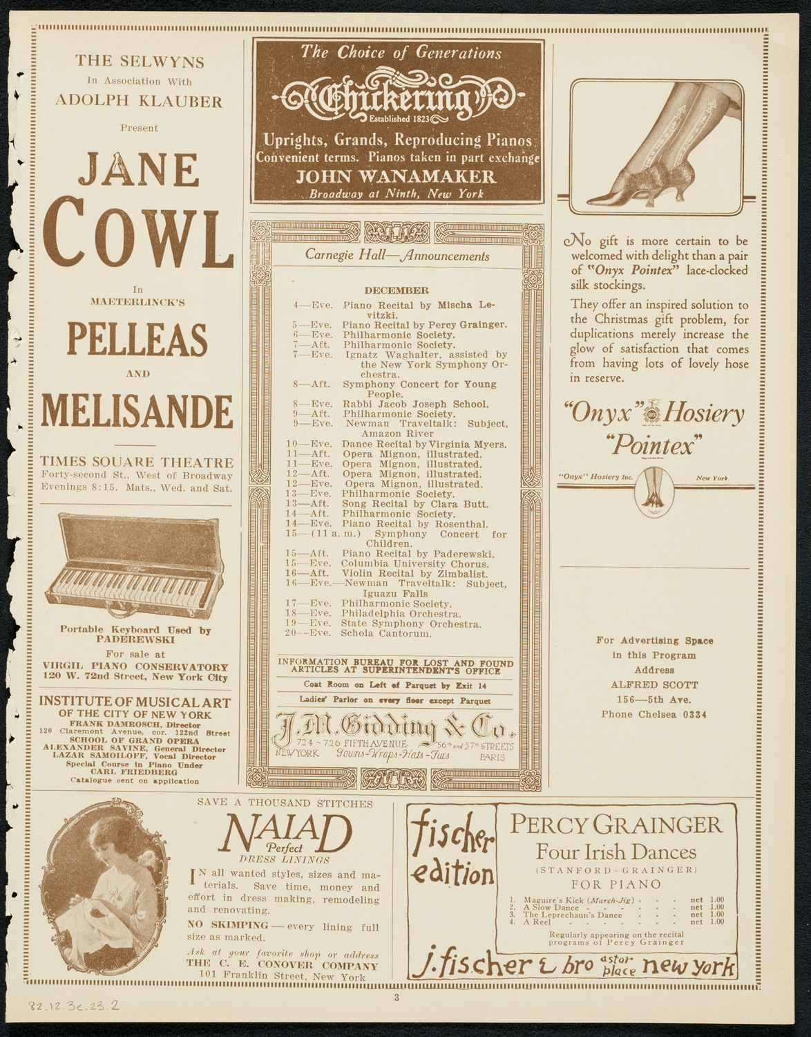 New York Philharmonic Students' Concert, December 3, 1923, program page 3