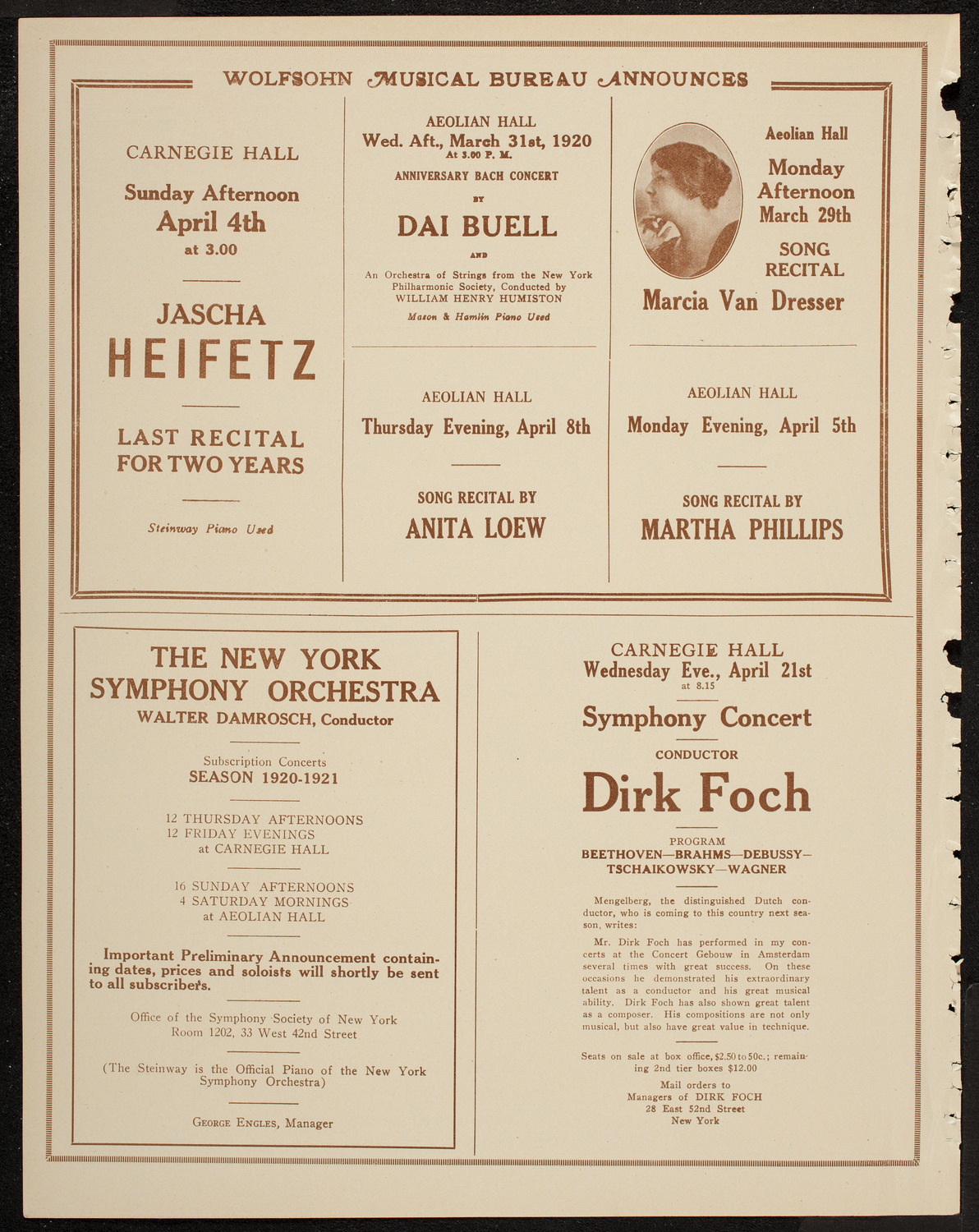 New York Philharmonic, March 28, 1920, program page 8