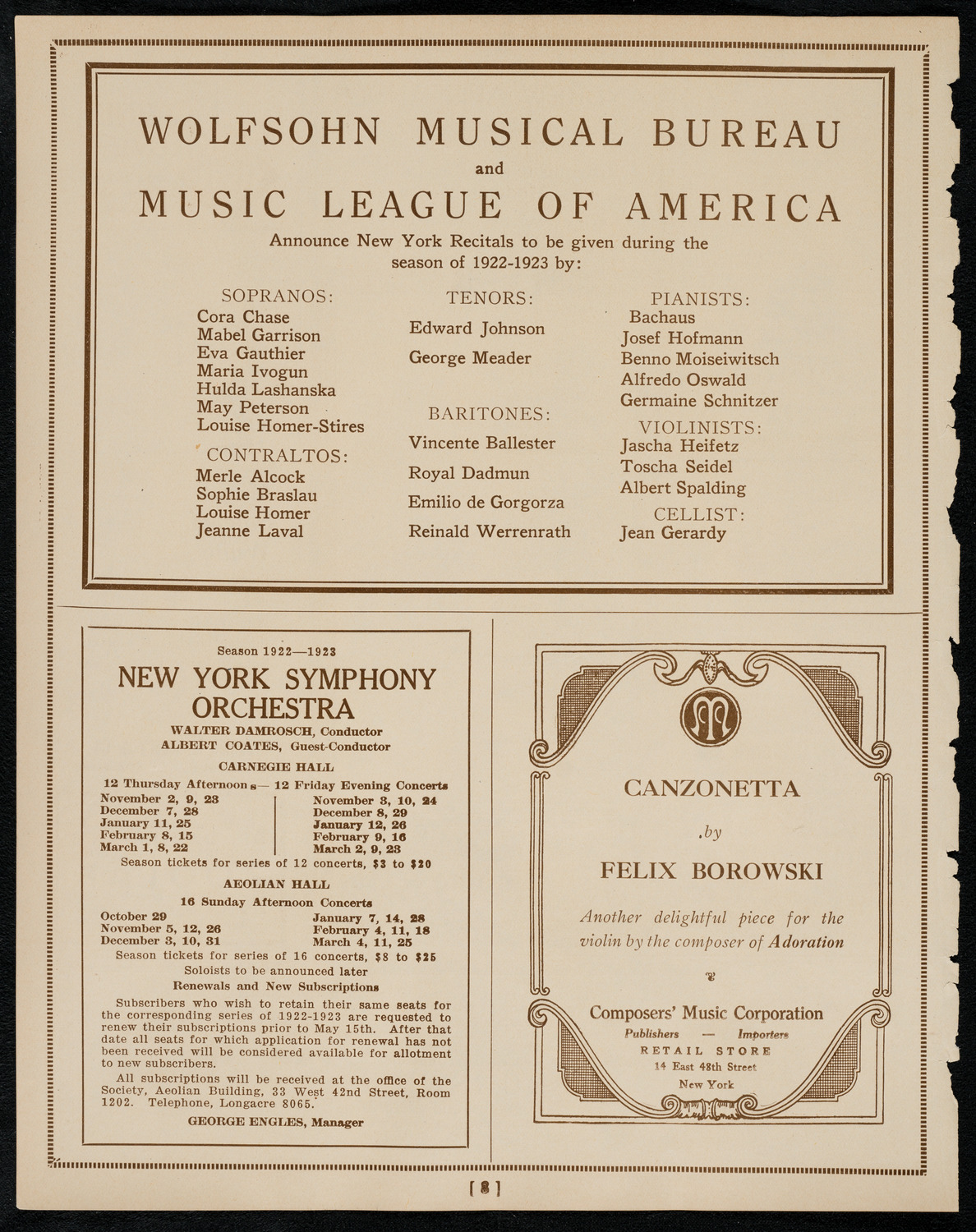 Music and Moving-Picture Views of Spain, May 21, 1922, program page 8