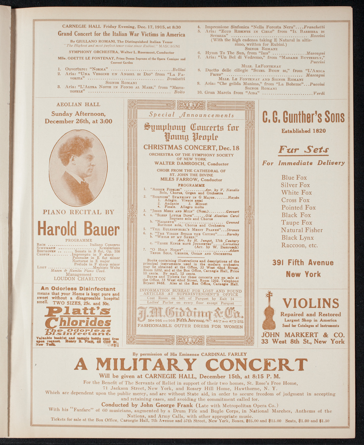 Mischa Elman, Violin, December 11, 1915, program page 9