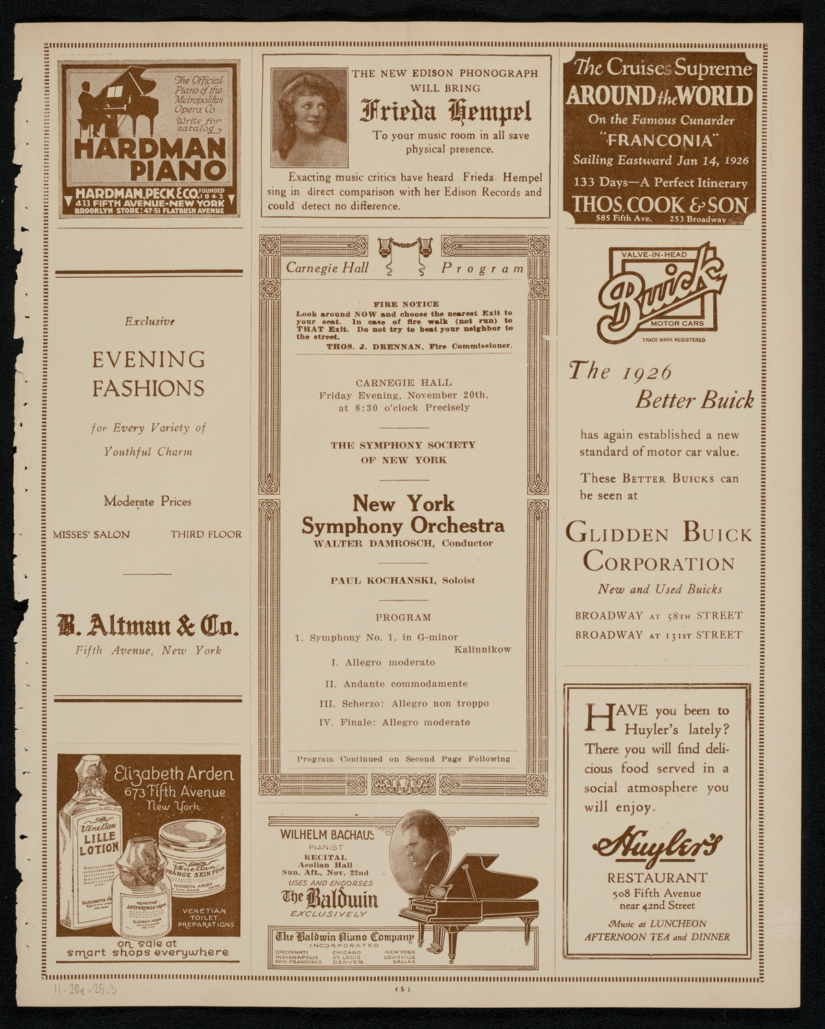 New York Symphony Orchestra, November 20, 1925, program page 5