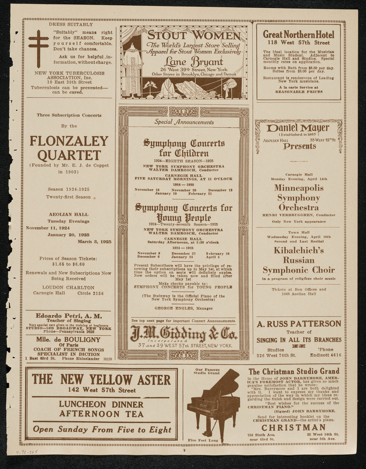 Oratorio Society of New York, April 9, 1924, program page 9