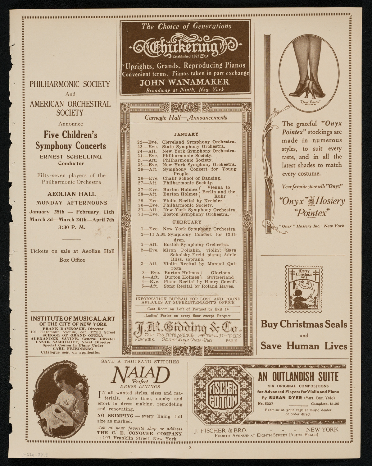 Edith Mason, Soprano, January 22, 1924, program page 3