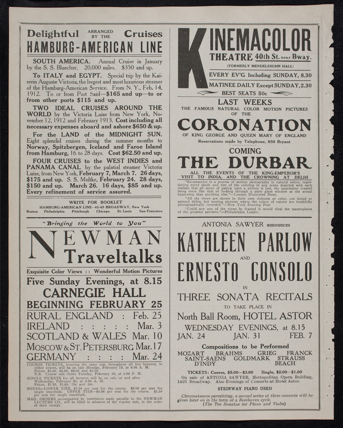 Burton Holmes Travelogue: South America, January 21, 1912, program page 10