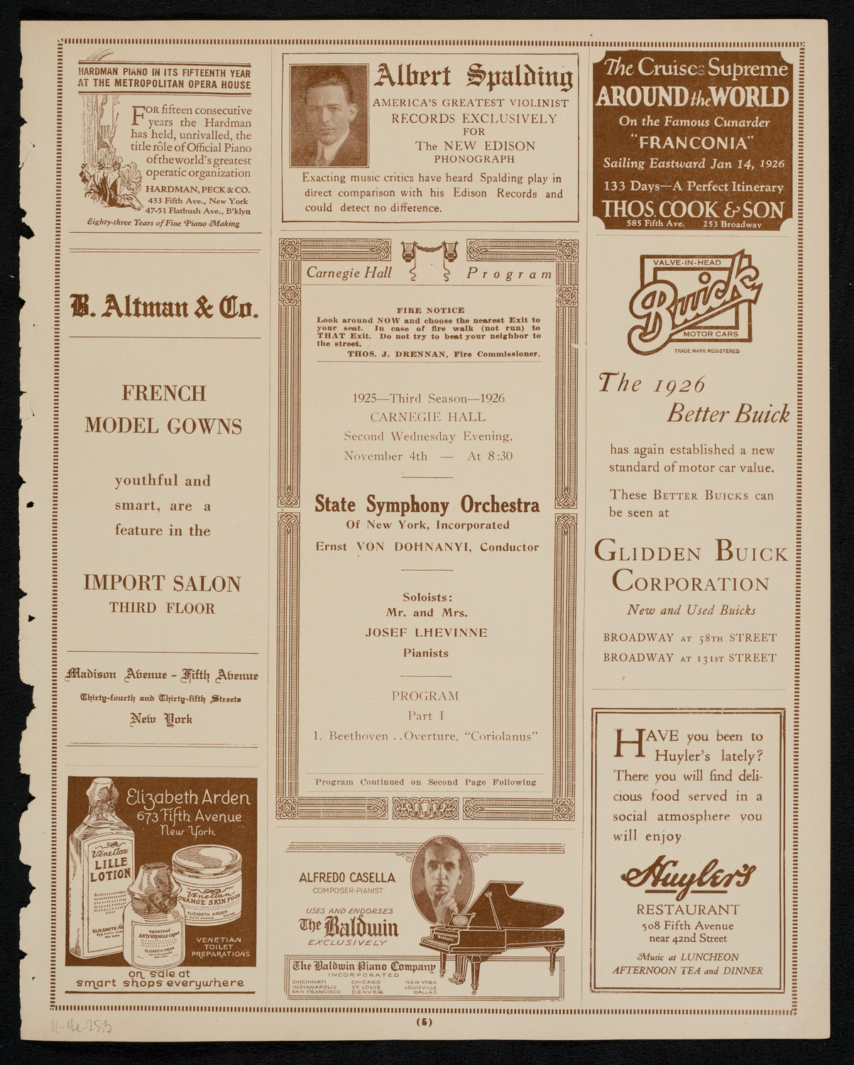 State Symphony Orchestra of New York, November 4, 1925, program page 5