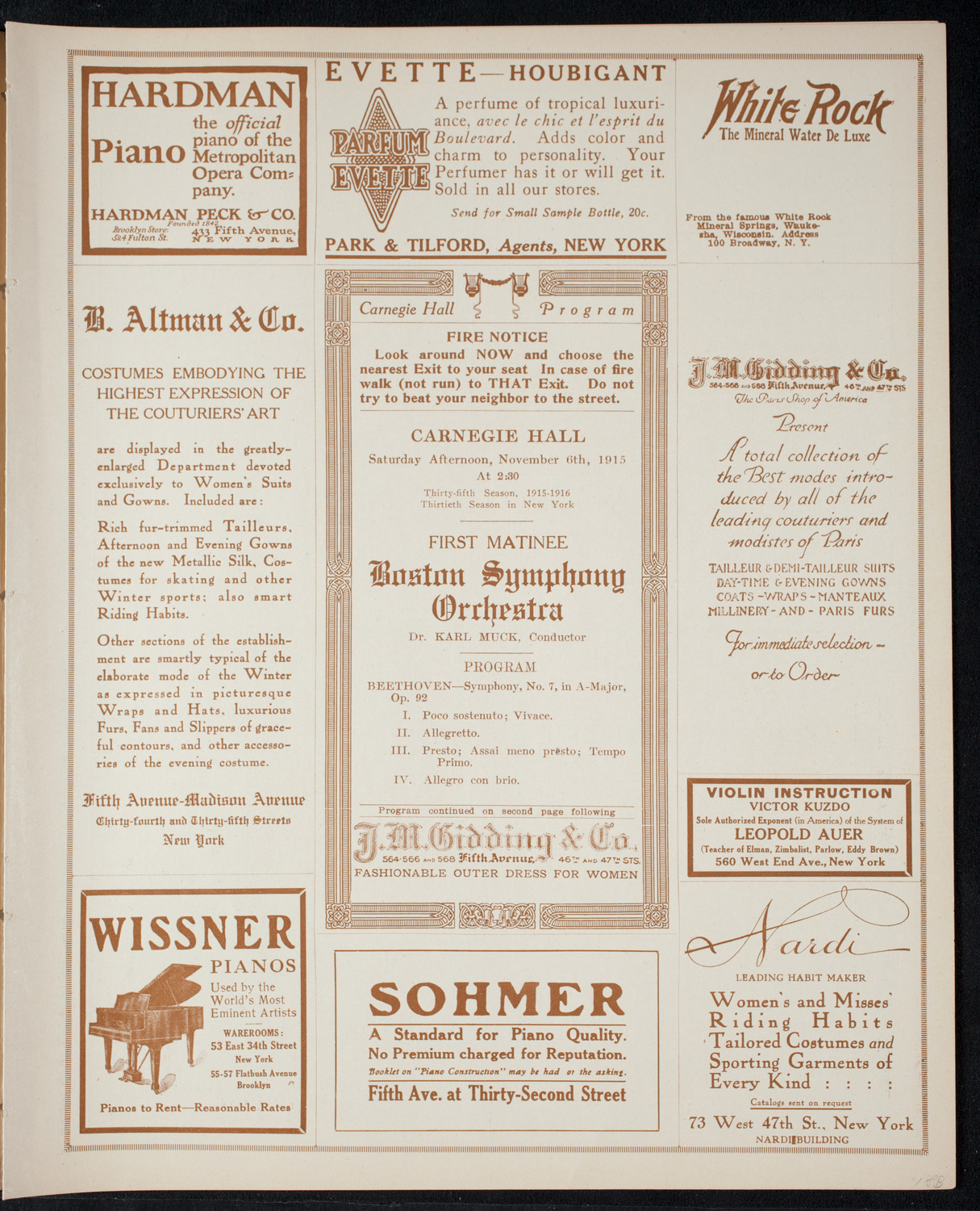 Boston Symphony Orchestra, November 6, 1915, program page 5