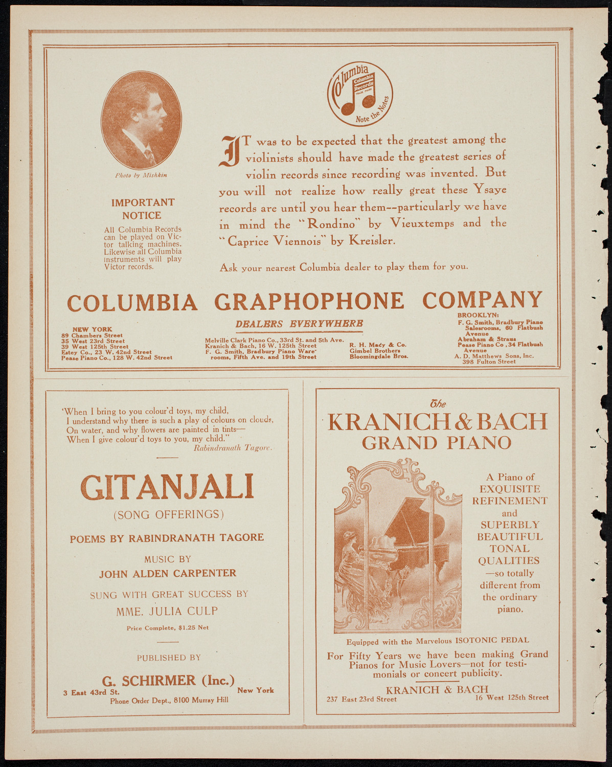 New York Philharmonic, March 22, 1914, program page 6