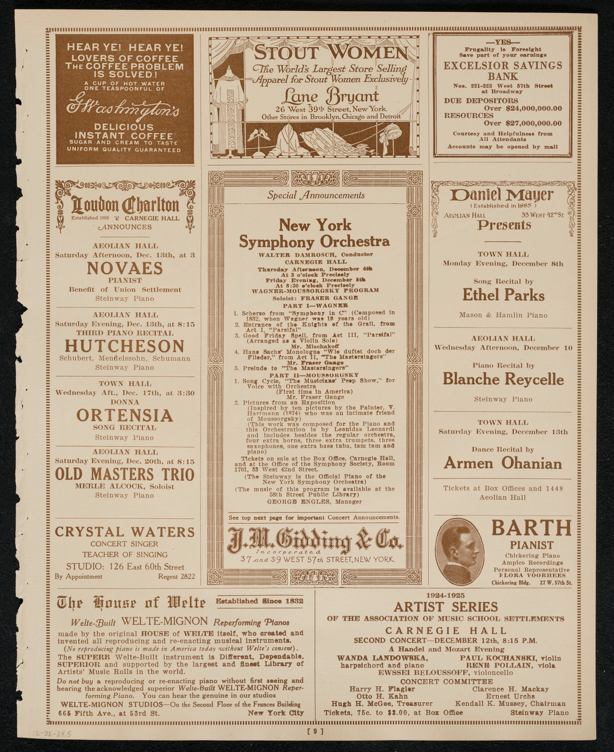 New York Philharmonic Students' Concert, December 3, 1924, program page 9