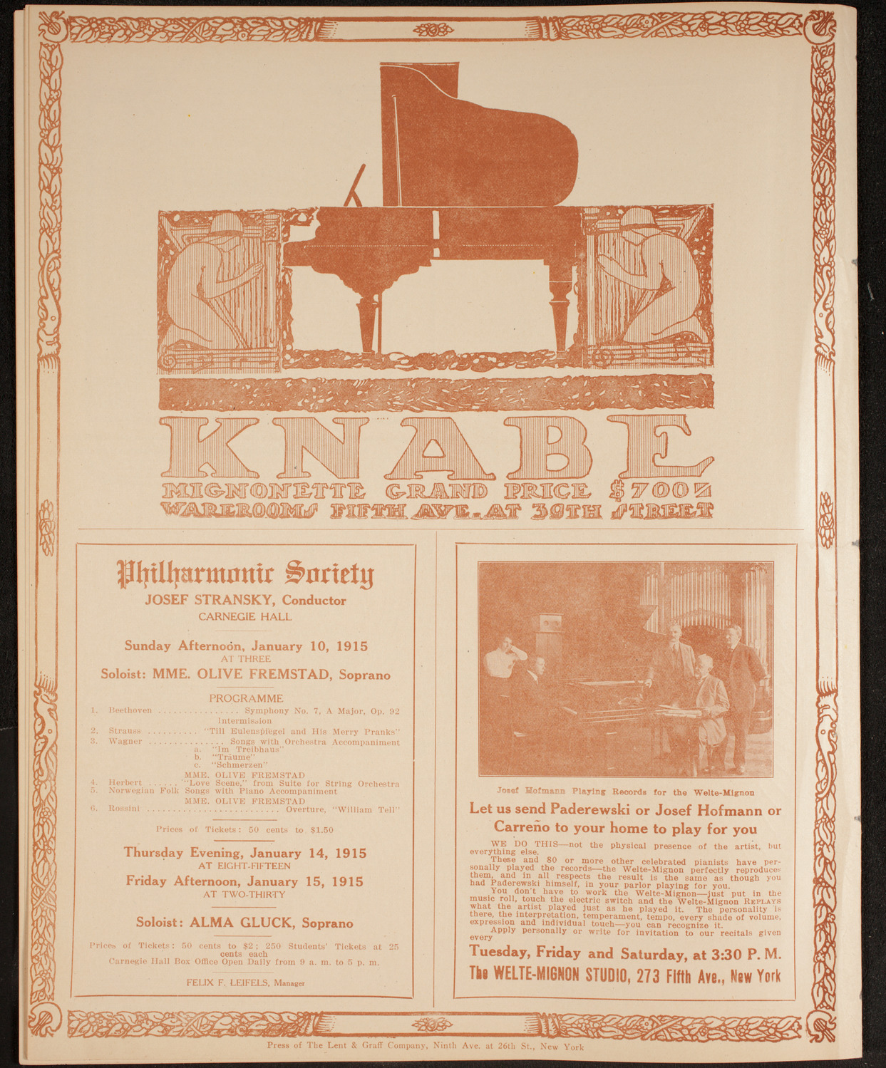 Boston Symphony Orchestra, January 9, 1915, program page 12