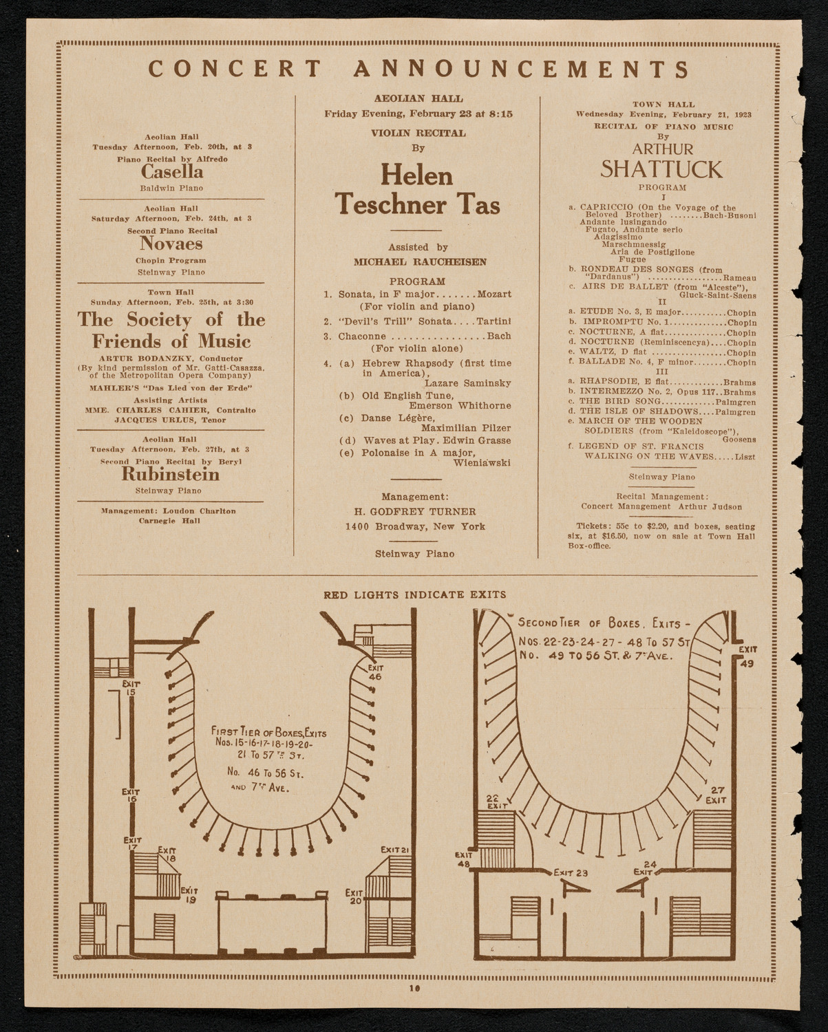 New York Philharmonic, February 18, 1923, program page 10