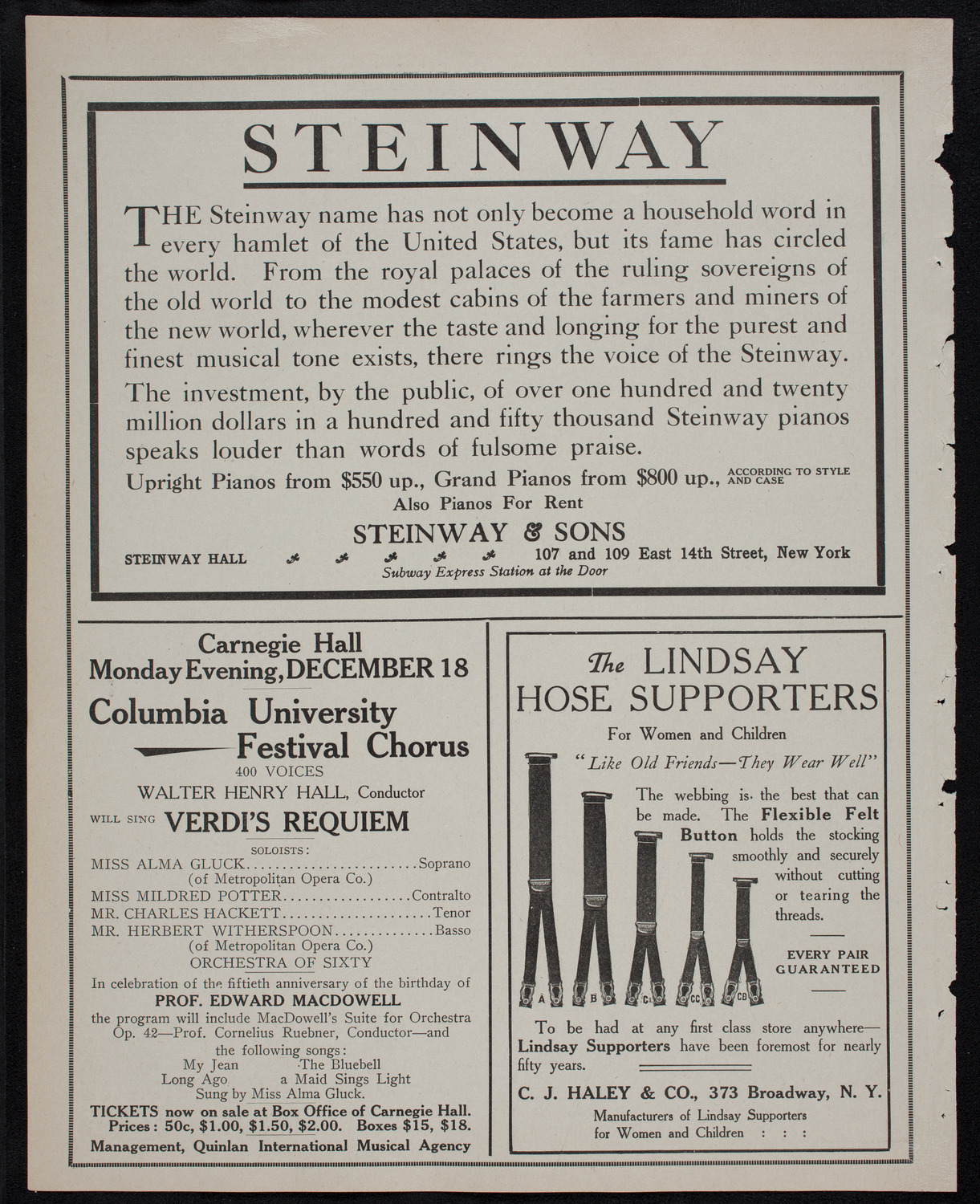 New York Philharmonic, December 17, 1911, program page 4