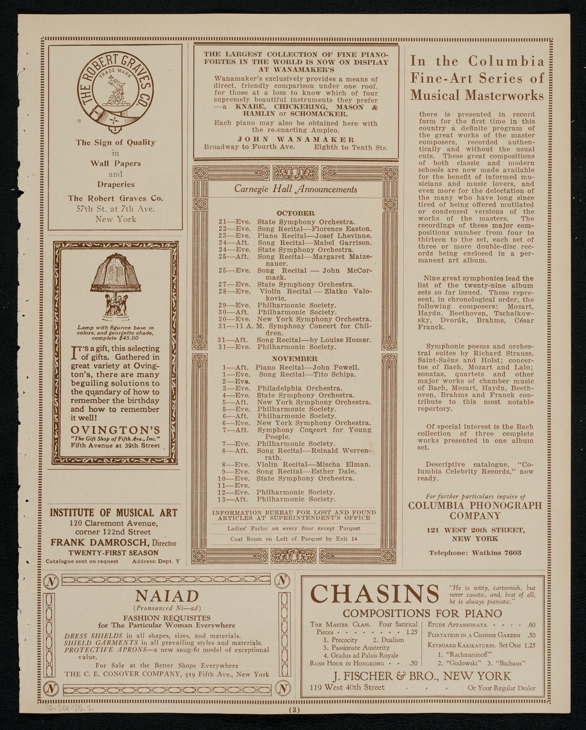 Philadelphia Orchestra, October 20, 1925, program page 3