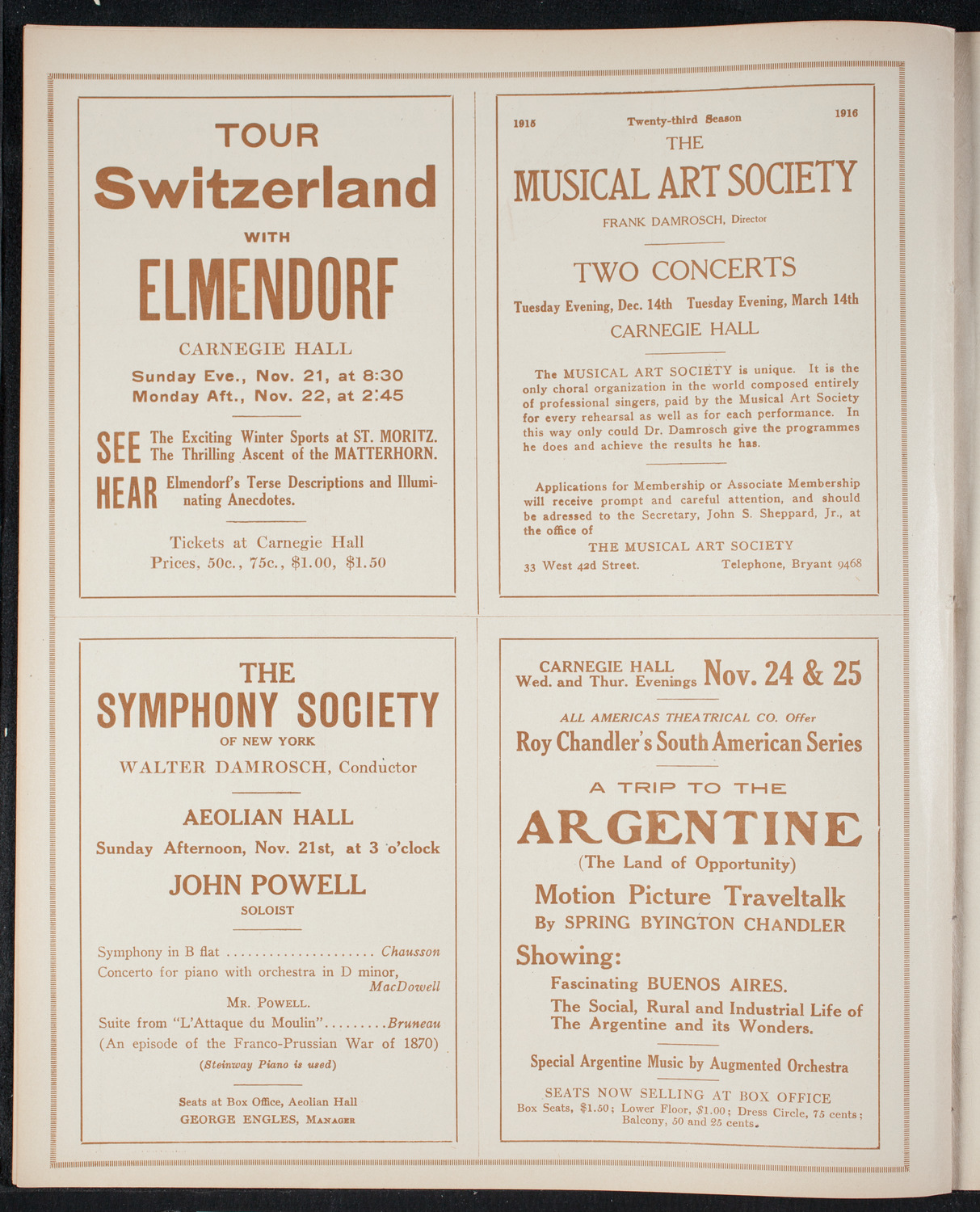 Elmendorf Lecture: Holland, November 14, 1915, program page 8