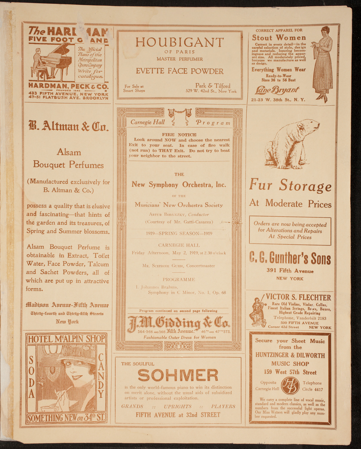 New Symphony Orchestra, May 2, 1919, program page 5